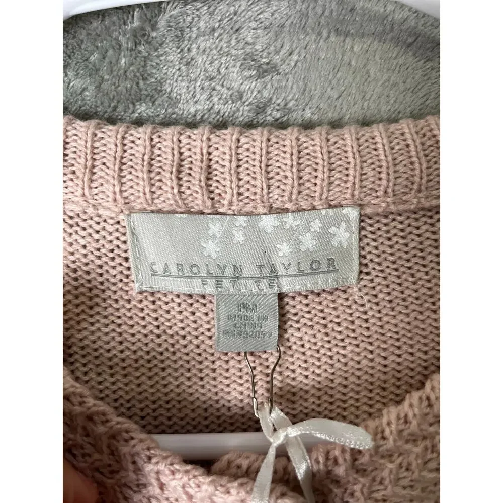 Soft Girl Blush Pink Knit Cardigan Button‎ Front Cottagecore Coquette Kawaii NEW